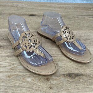 Circus Sam Edelman Womens Canyon Thong Sandal Size 9.5 Almond Patent Neutral